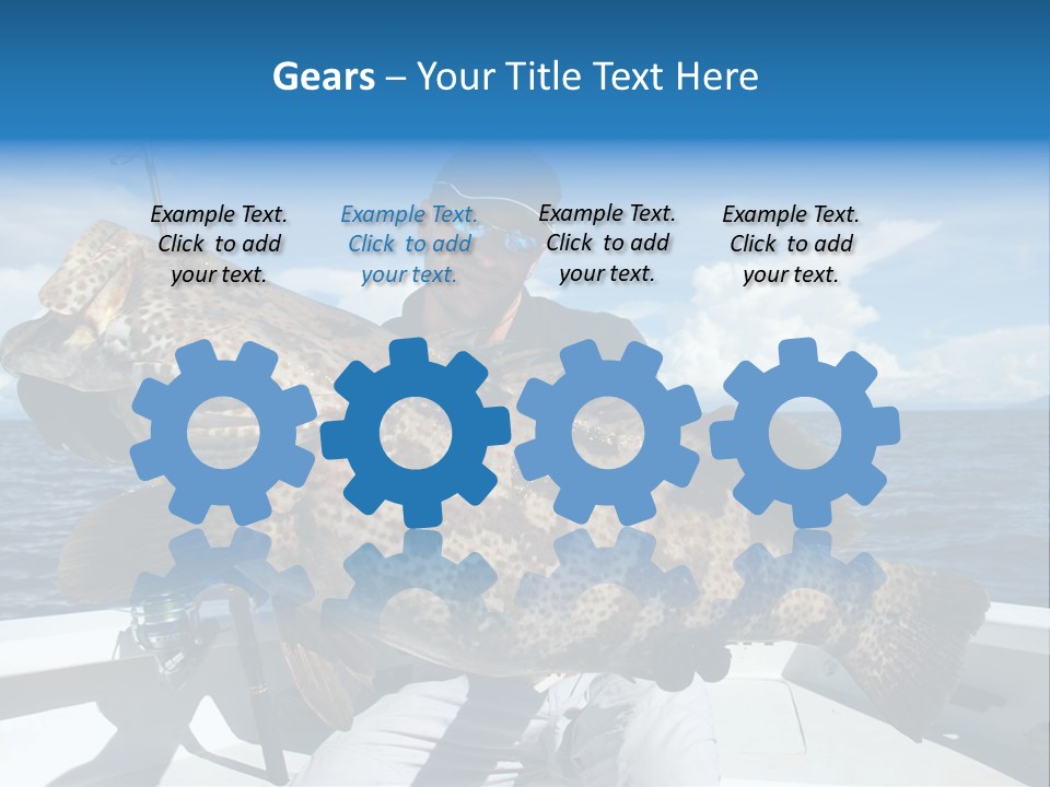 A Man On A Boat Holding A Large Fish PowerPoint Template