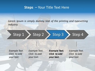 A Man On A Boat Holding A Large Fish PowerPoint Template