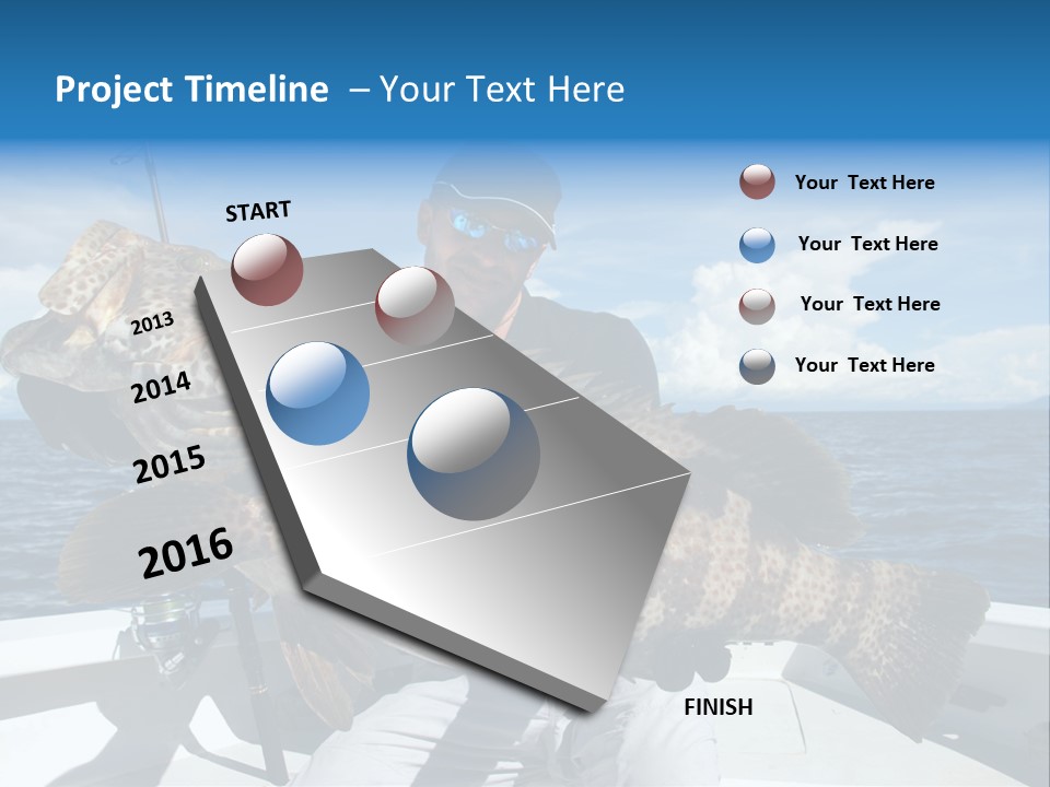 A Man On A Boat Holding A Large Fish PowerPoint Template