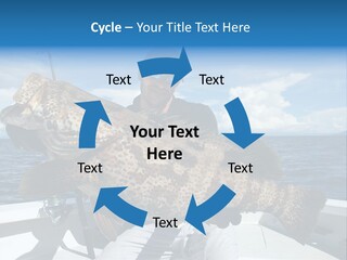A Man On A Boat Holding A Large Fish PowerPoint Template