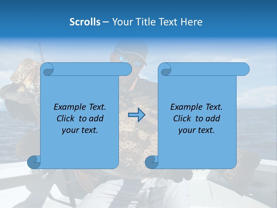 A Man On A Boat Holding A Large Fish PowerPoint Template