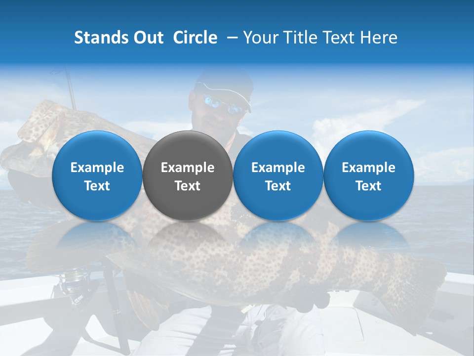 A Man On A Boat Holding A Large Fish PowerPoint Template