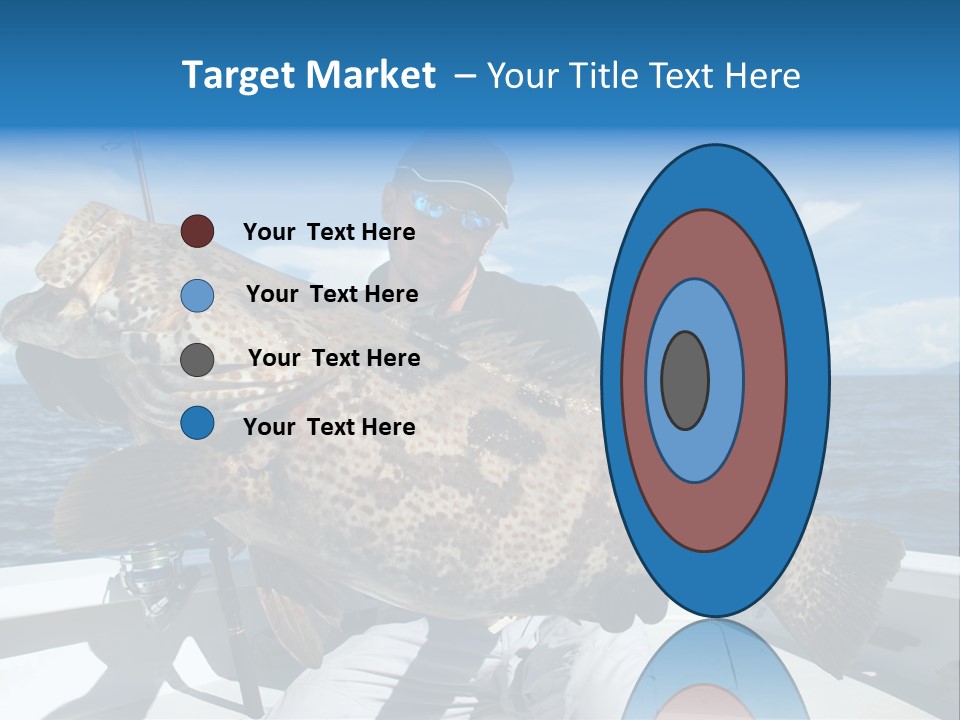 A Man On A Boat Holding A Large Fish PowerPoint Template