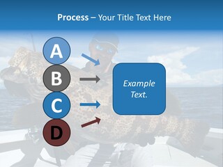 A Man On A Boat Holding A Large Fish PowerPoint Template
