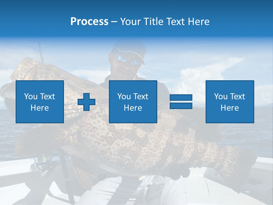 A Man On A Boat Holding A Large Fish PowerPoint Template