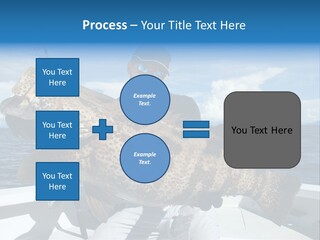 A Man On A Boat Holding A Large Fish PowerPoint Template