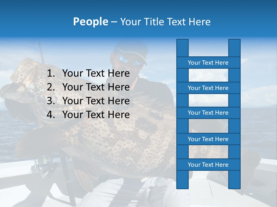 A Man On A Boat Holding A Large Fish PowerPoint Template