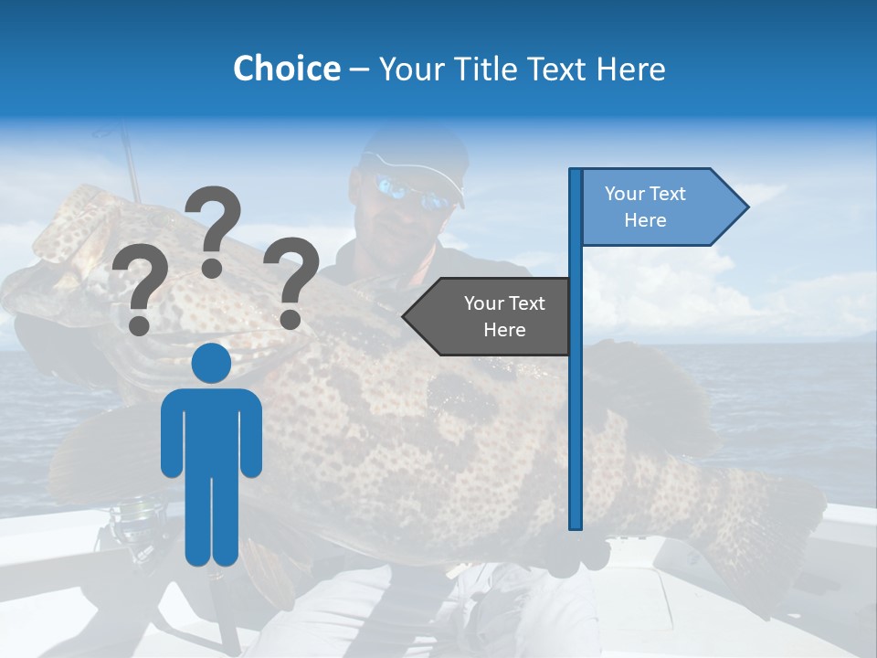 A Man On A Boat Holding A Large Fish PowerPoint Template