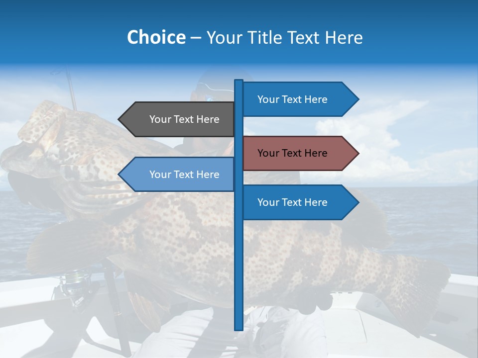 A Man On A Boat Holding A Large Fish PowerPoint Template