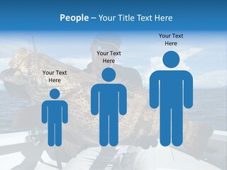 A Man On A Boat Holding A Large Fish PowerPoint Template