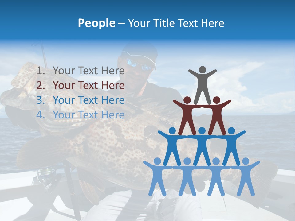 A Man On A Boat Holding A Large Fish PowerPoint Template