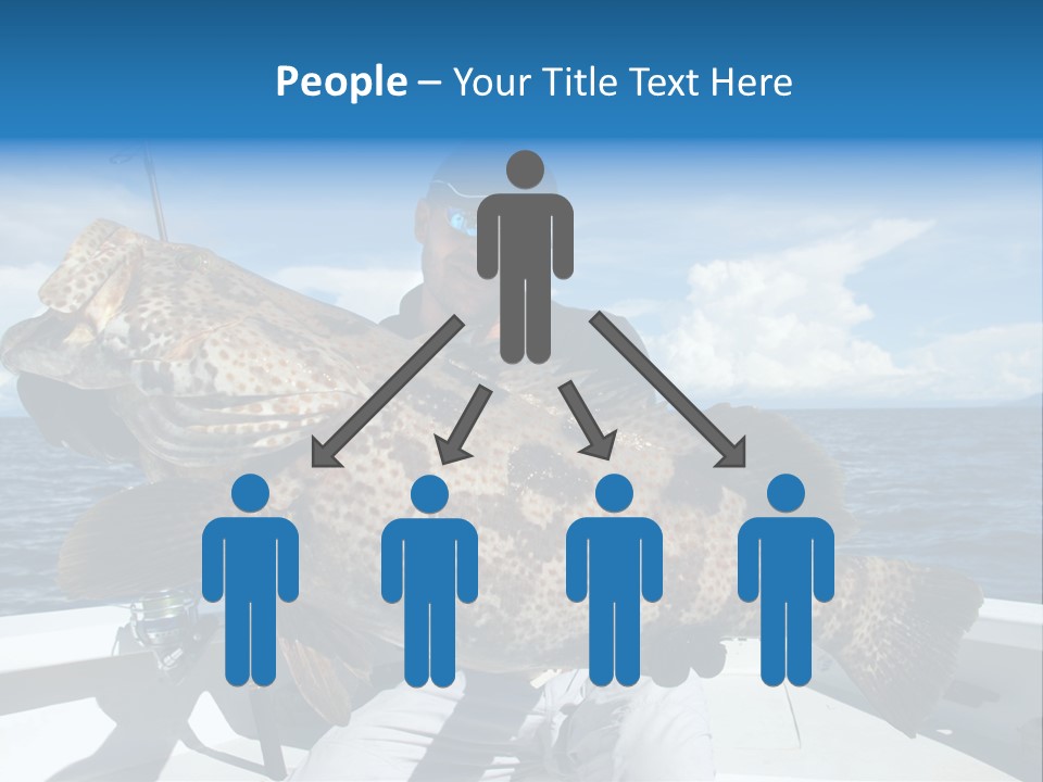 A Man On A Boat Holding A Large Fish PowerPoint Template