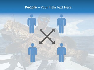 A Man On A Boat Holding A Large Fish PowerPoint Template