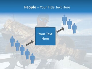 A Man On A Boat Holding A Large Fish PowerPoint Template