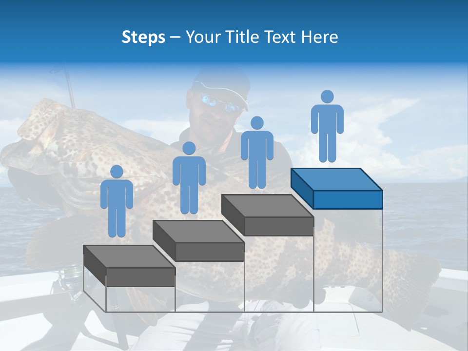 A Man On A Boat Holding A Large Fish PowerPoint Template