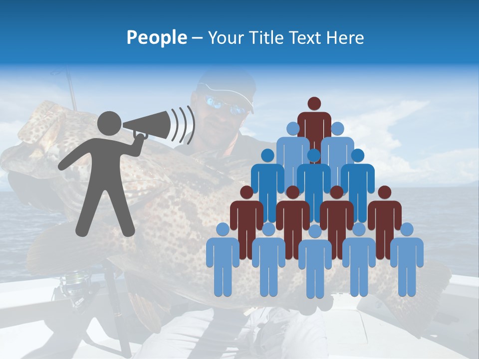 A Man On A Boat Holding A Large Fish PowerPoint Template