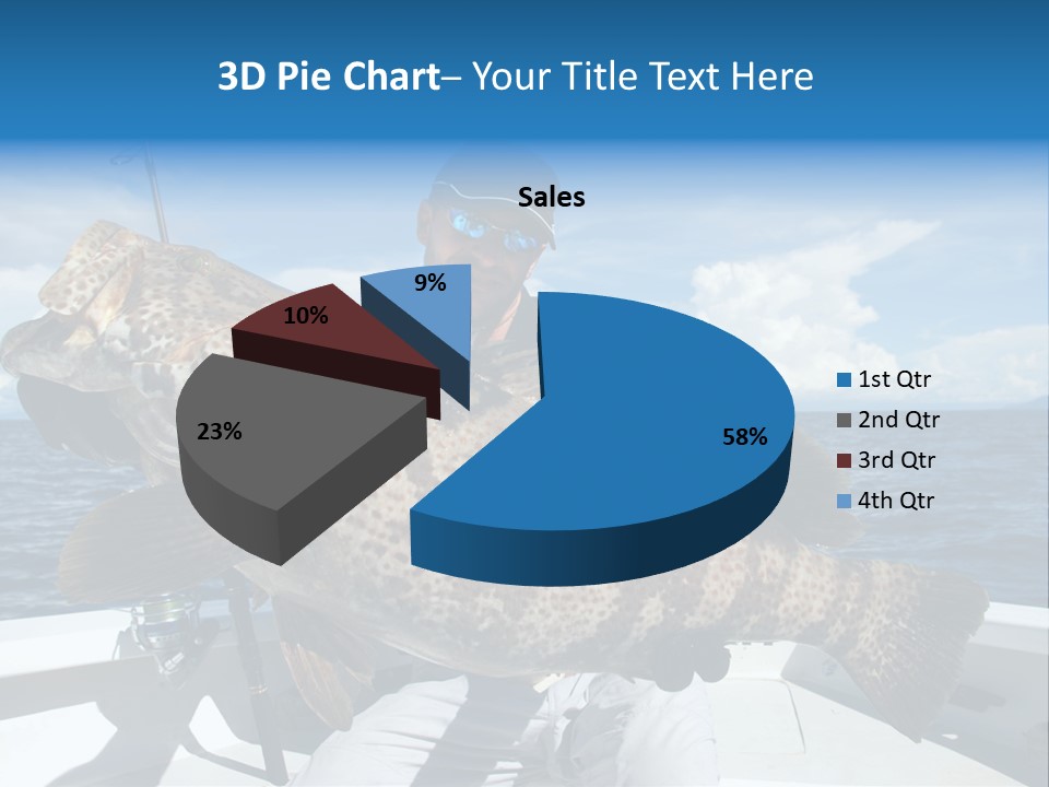 A Man On A Boat Holding A Large Fish PowerPoint Template