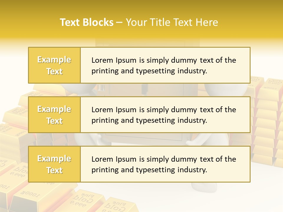 Two People Pushing A Safe In Front Of Stacks Of Gold Bars PowerPoint Template