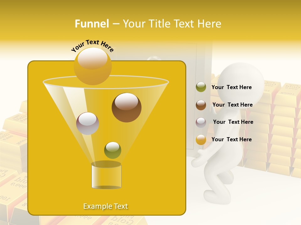 Two People Pushing A Safe In Front Of Stacks Of Gold Bars PowerPoint Template