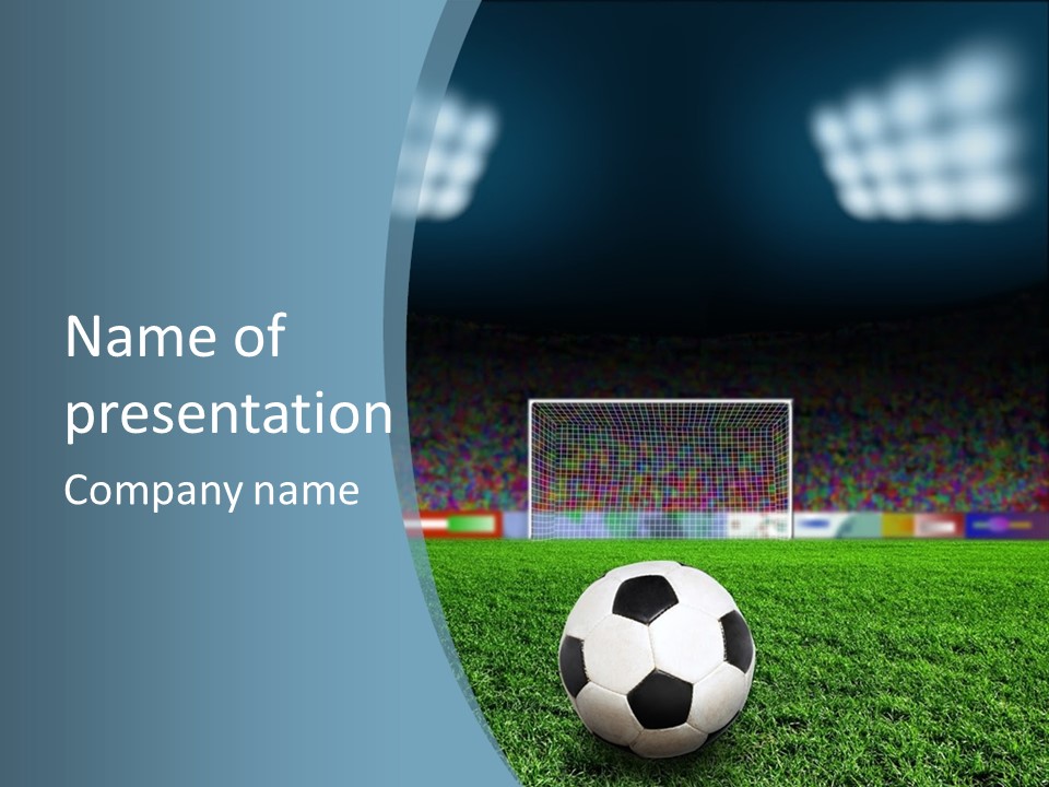 A Soccer Ball Sitting On Top Of A Green Field PowerPoint Template