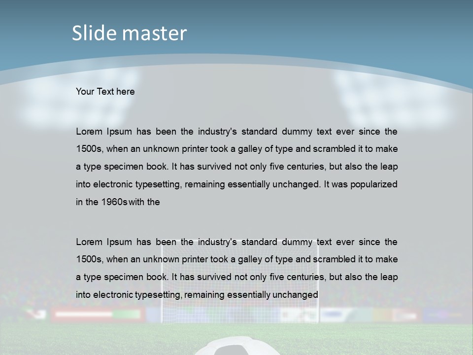 A Soccer Ball Sitting On Top Of A Green Field PowerPoint Template