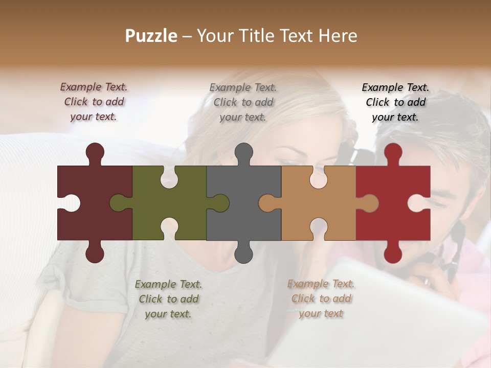 Attractive Electronic Tablet Middleaged PowerPoint Template