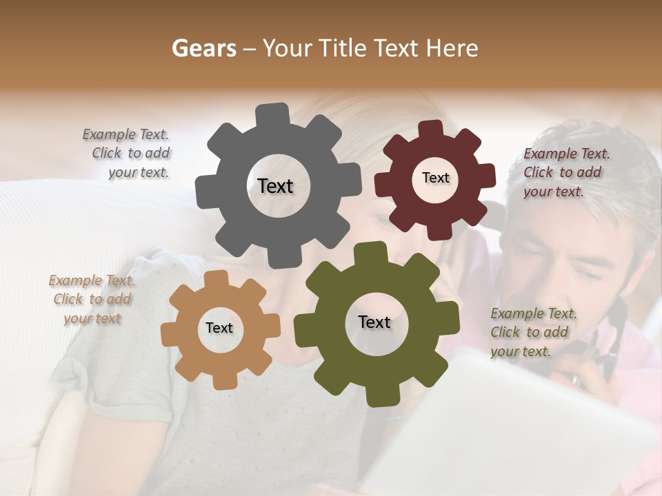 Attractive Electronic Tablet Middleaged PowerPoint Template
