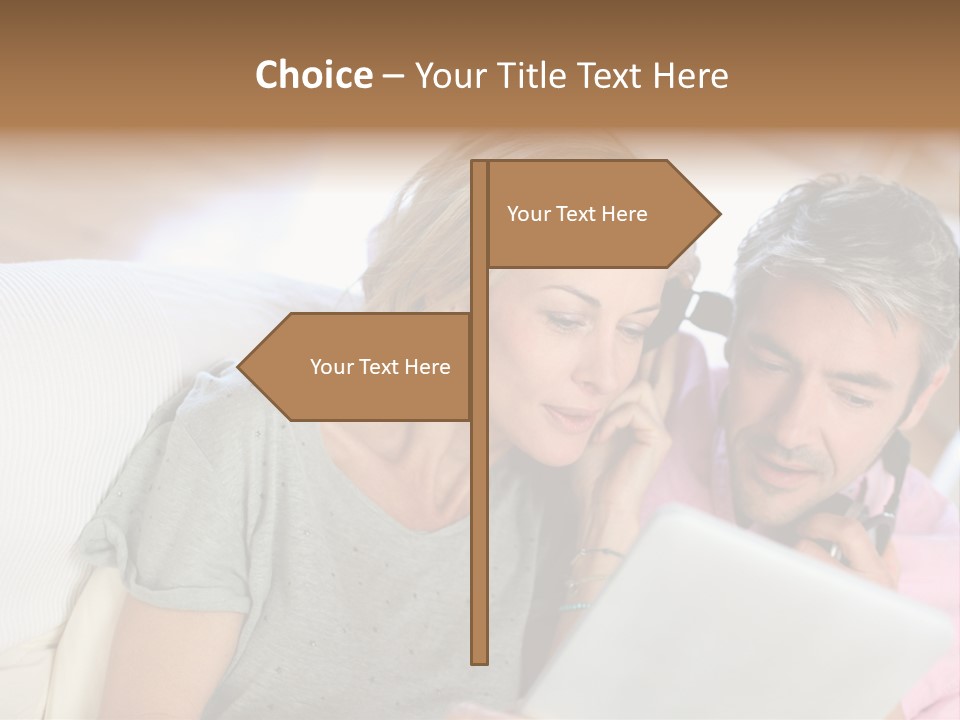 Attractive Electronic Tablet Middleaged PowerPoint Template