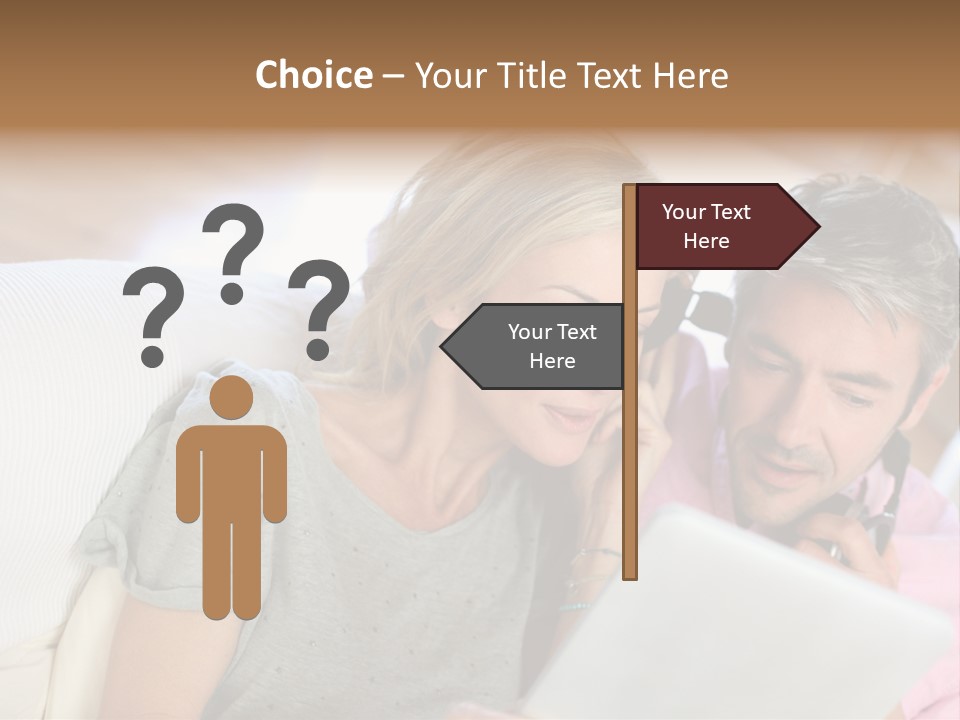 Attractive Electronic Tablet Middleaged PowerPoint Template