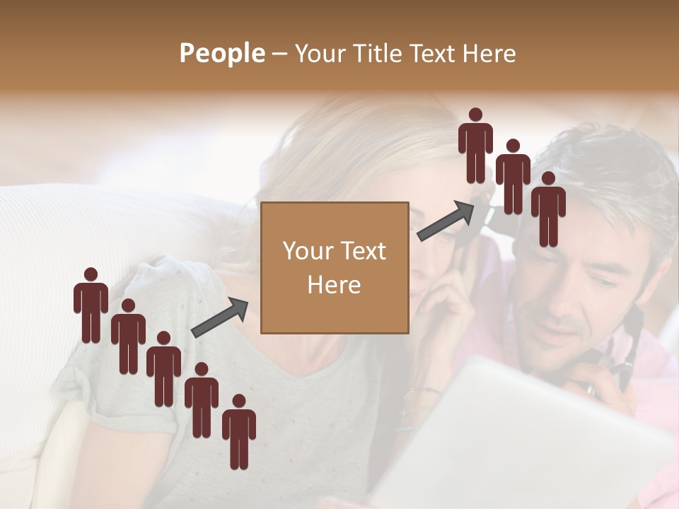 Attractive Electronic Tablet Middleaged PowerPoint Template