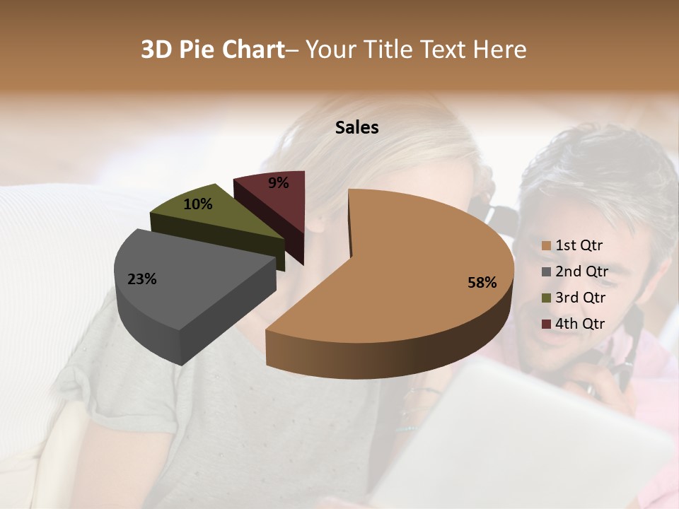 Attractive Electronic Tablet Middleaged PowerPoint Template