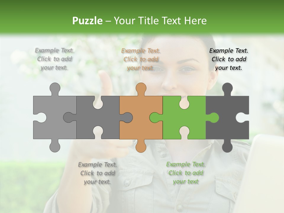 A Woman Giving A Thumbs Up While Holding A Laptop PowerPoint Template