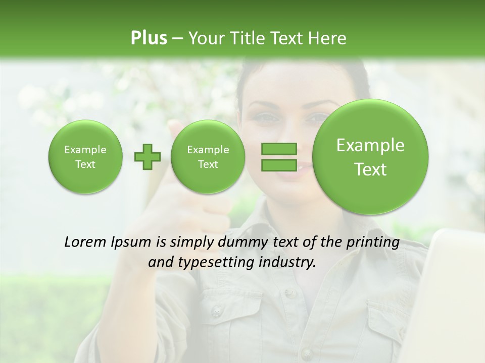 A Woman Giving A Thumbs Up While Holding A Laptop PowerPoint Template