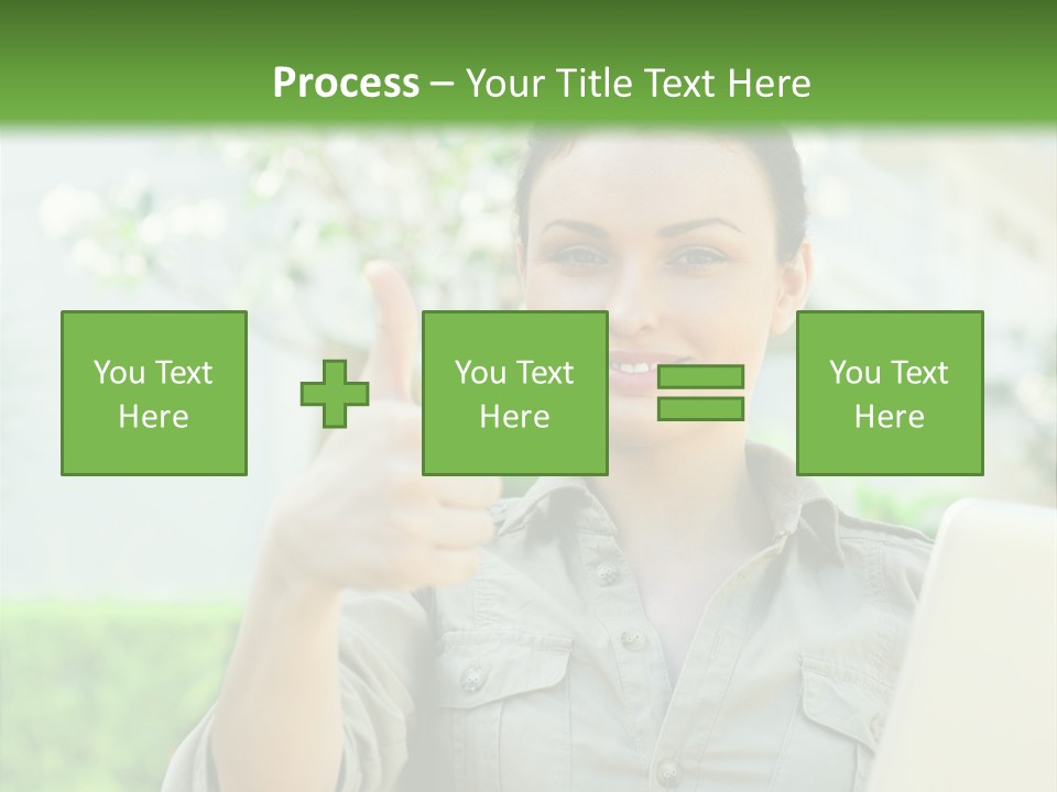 A Woman Giving A Thumbs Up While Holding A Laptop PowerPoint Template