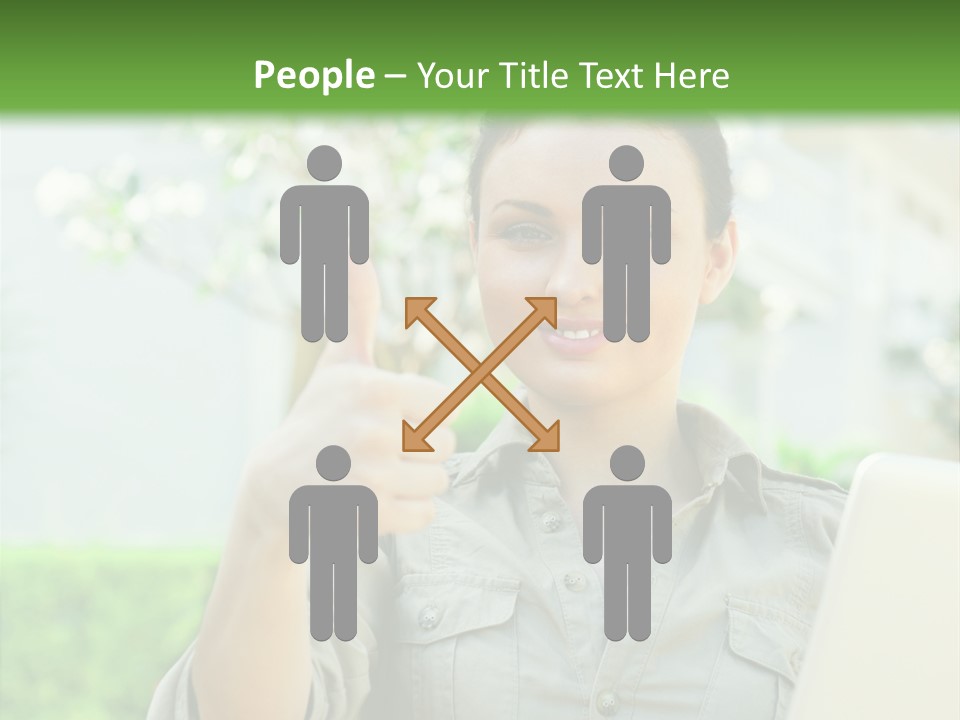 A Woman Giving A Thumbs Up While Holding A Laptop PowerPoint Template