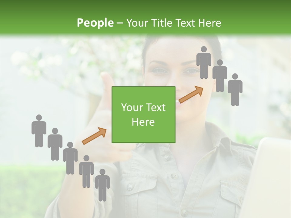 A Woman Giving A Thumbs Up While Holding A Laptop PowerPoint Template
