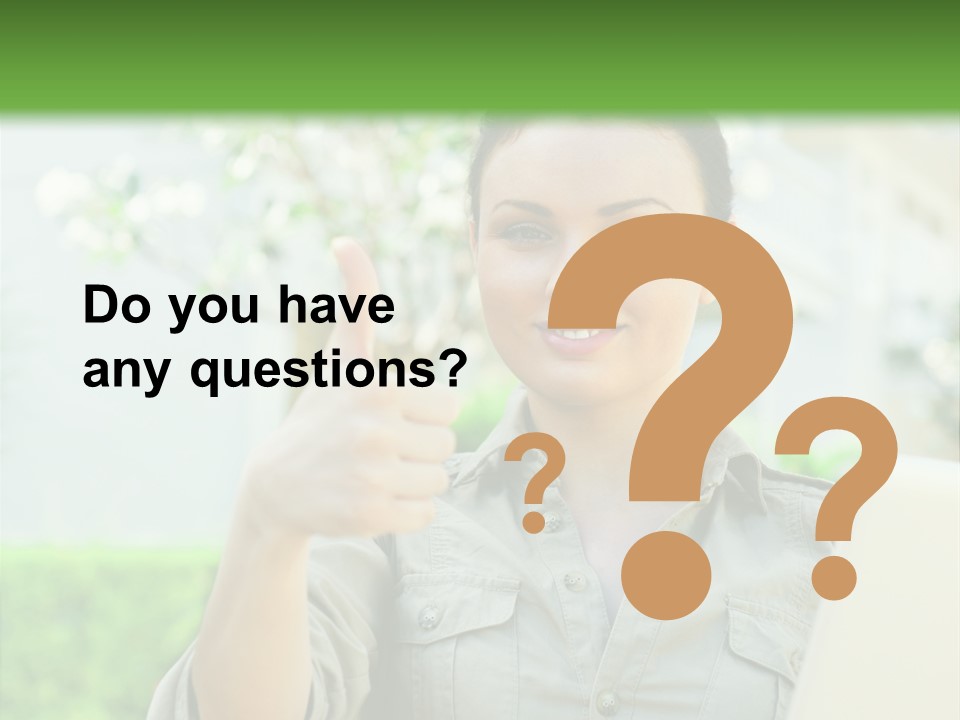 A Woman Giving A Thumbs Up While Holding A Laptop PowerPoint Template