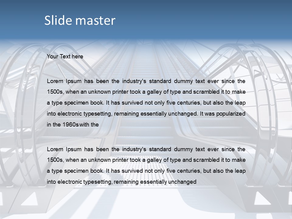 An Escalator Is Shown With A Blue Sky In The Background PowerPoint Template