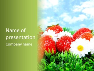 Clouds Strawberry Dessert PowerPoint Template