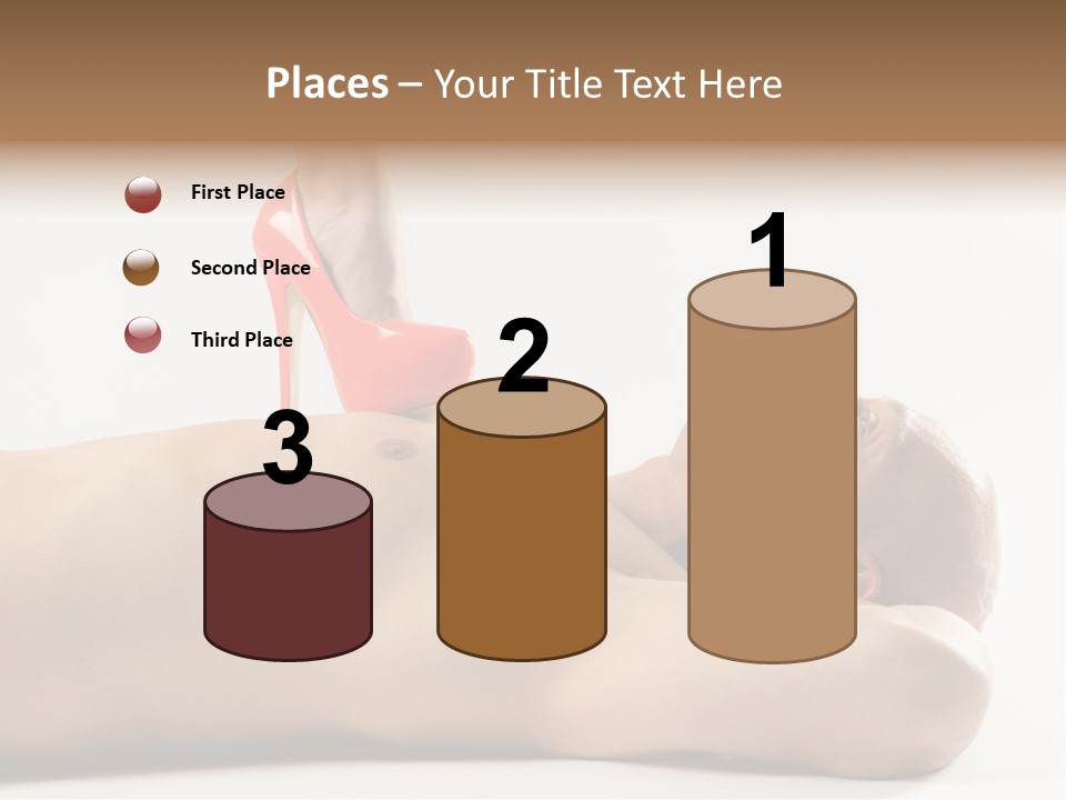 A Man With A Red High Heel Shoe On Top Of His Body PowerPoint Template