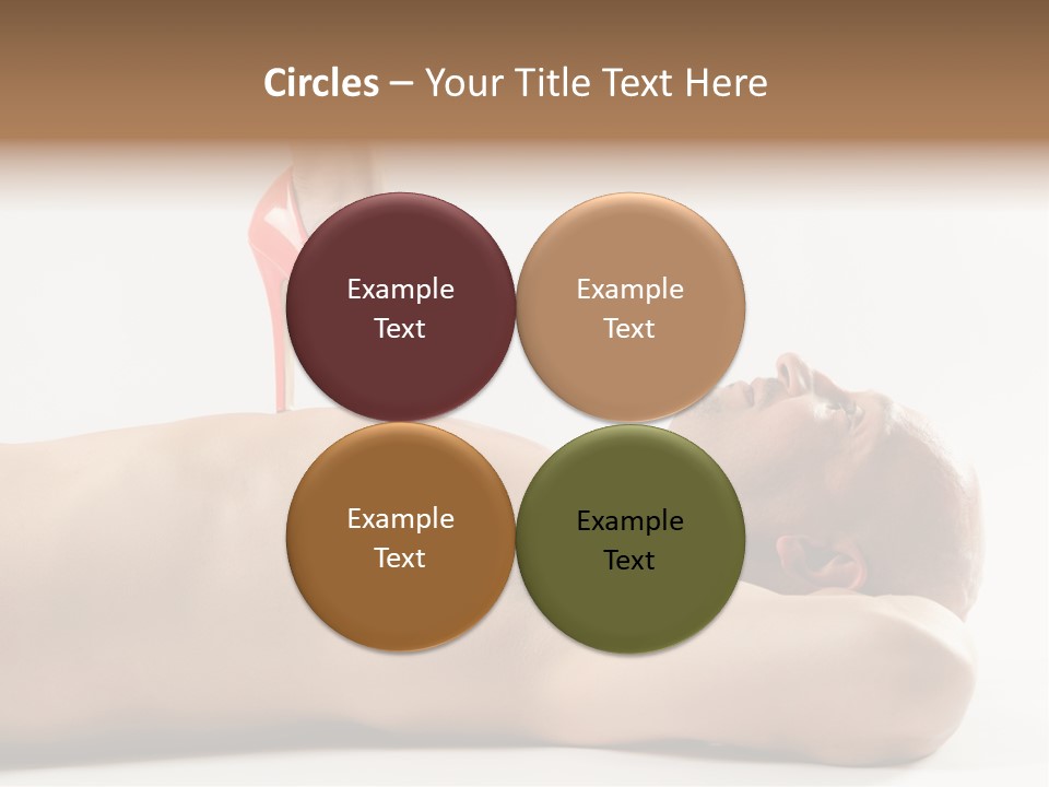 A Man With A Red High Heel Shoe On Top Of His Body PowerPoint Template