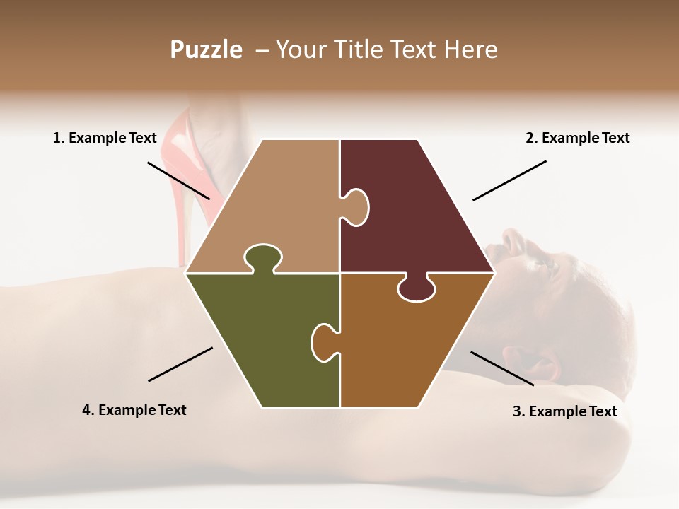 A Man With A Red High Heel Shoe On Top Of His Body PowerPoint Template