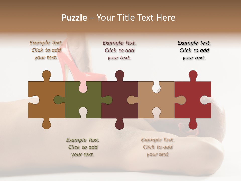 A Man With A Red High Heel Shoe On Top Of His Body PowerPoint Template