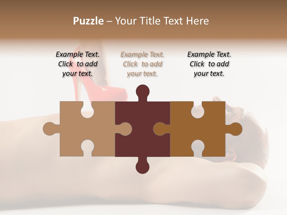 A Man With A Red High Heel Shoe On Top Of His Body PowerPoint Template