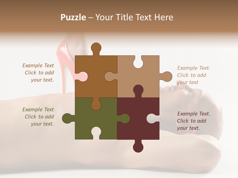 A Man With A Red High Heel Shoe On Top Of His Body PowerPoint Template