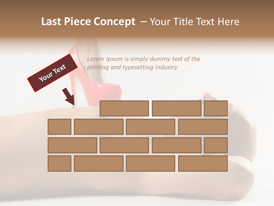 A Man With A Red High Heel Shoe On Top Of His Body PowerPoint Template