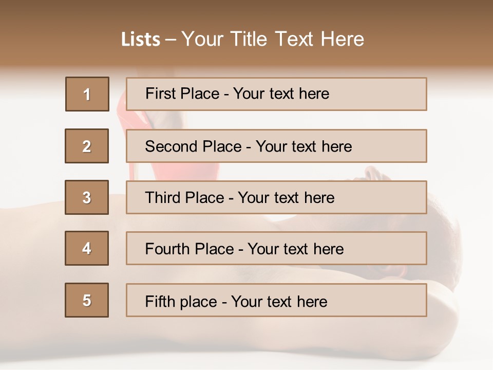 A Man With A Red High Heel Shoe On Top Of His Body PowerPoint Template