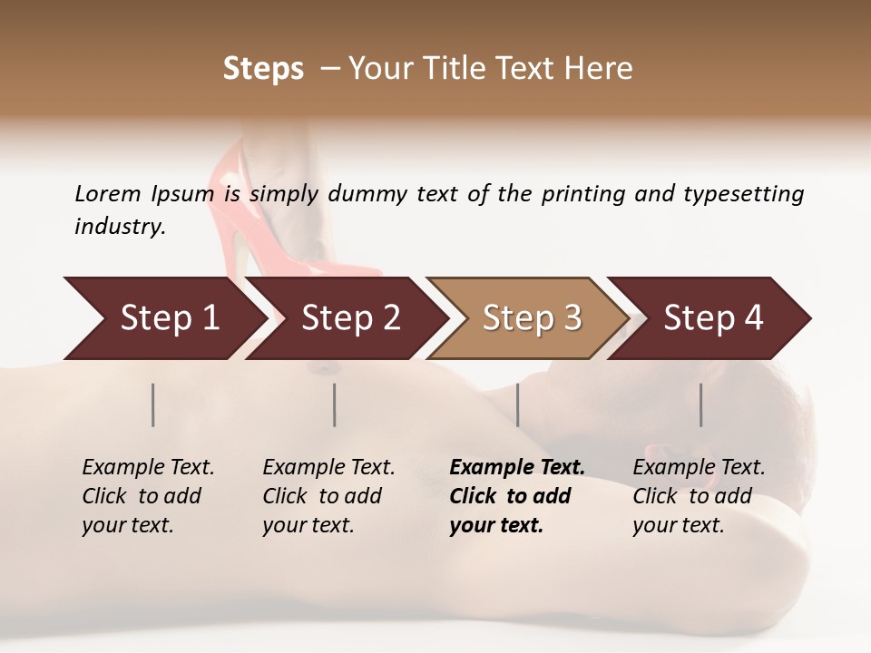 A Man With A Red High Heel Shoe On Top Of His Body PowerPoint Template