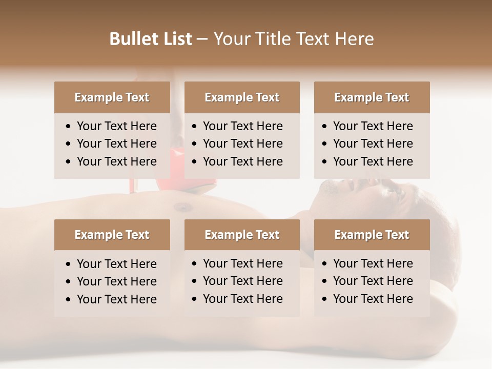 A Man With A Red High Heel Shoe On Top Of His Body PowerPoint Template