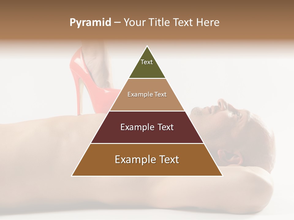 A Man With A Red High Heel Shoe On Top Of His Body PowerPoint Template